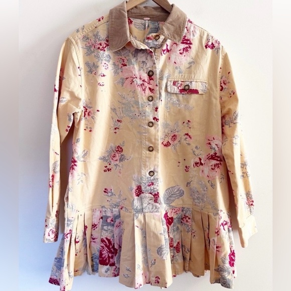 NWOT Free People Connor Yellow Floral Mini Shirt Dress - Picture 4 of 10